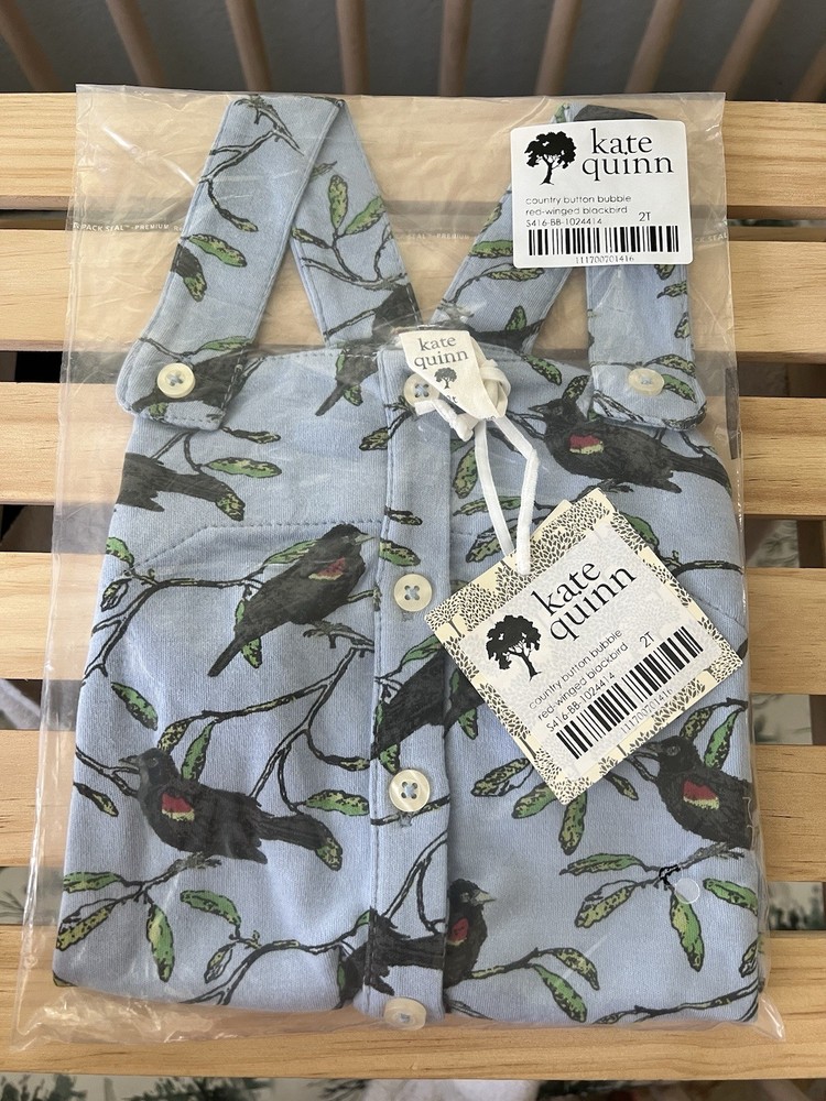 NWT Kate Quinn 2T Country Button Bubble Red Winged Blackbird Cotton Interlock