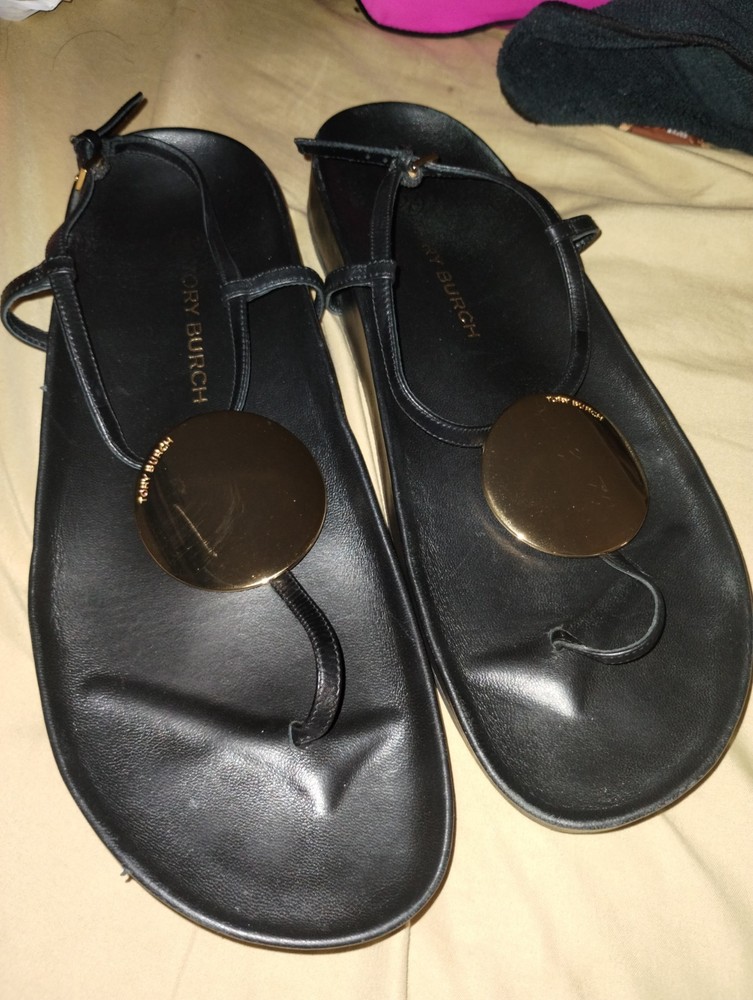 Tory Burch Womens Patos Leather Slingback Footbed Sandals