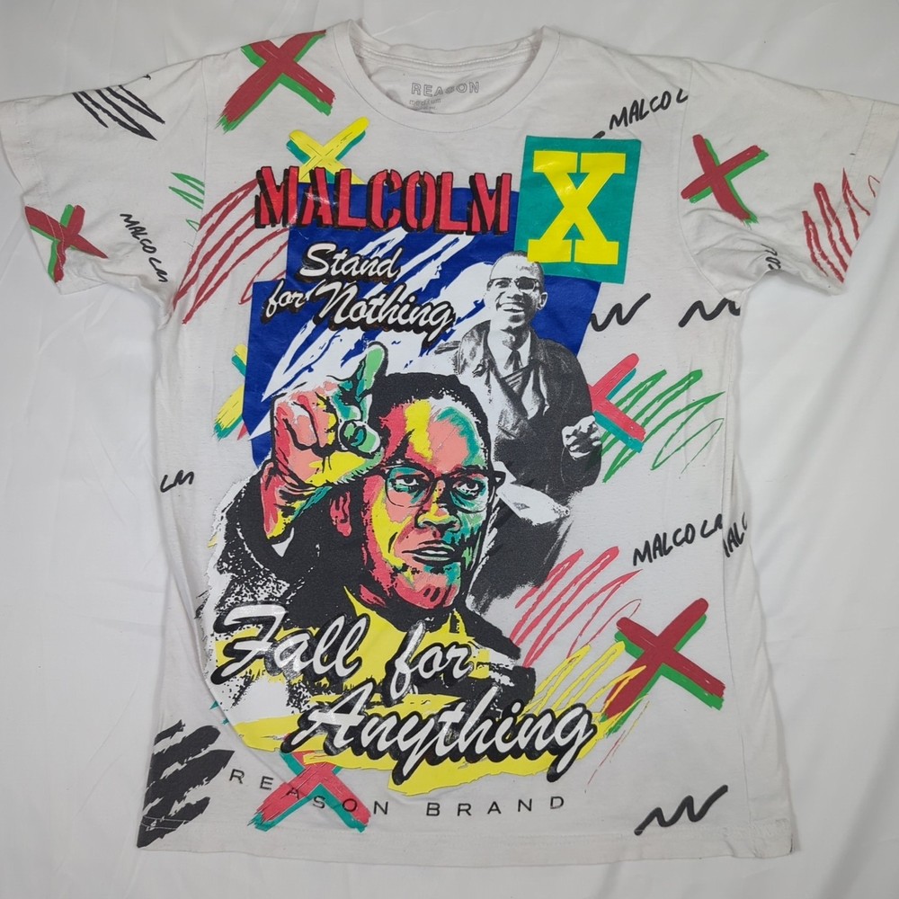 REASON Vtg MALCOLM X Stand For Nothing Fall For Anything Graphic T-SHIRT Men's S