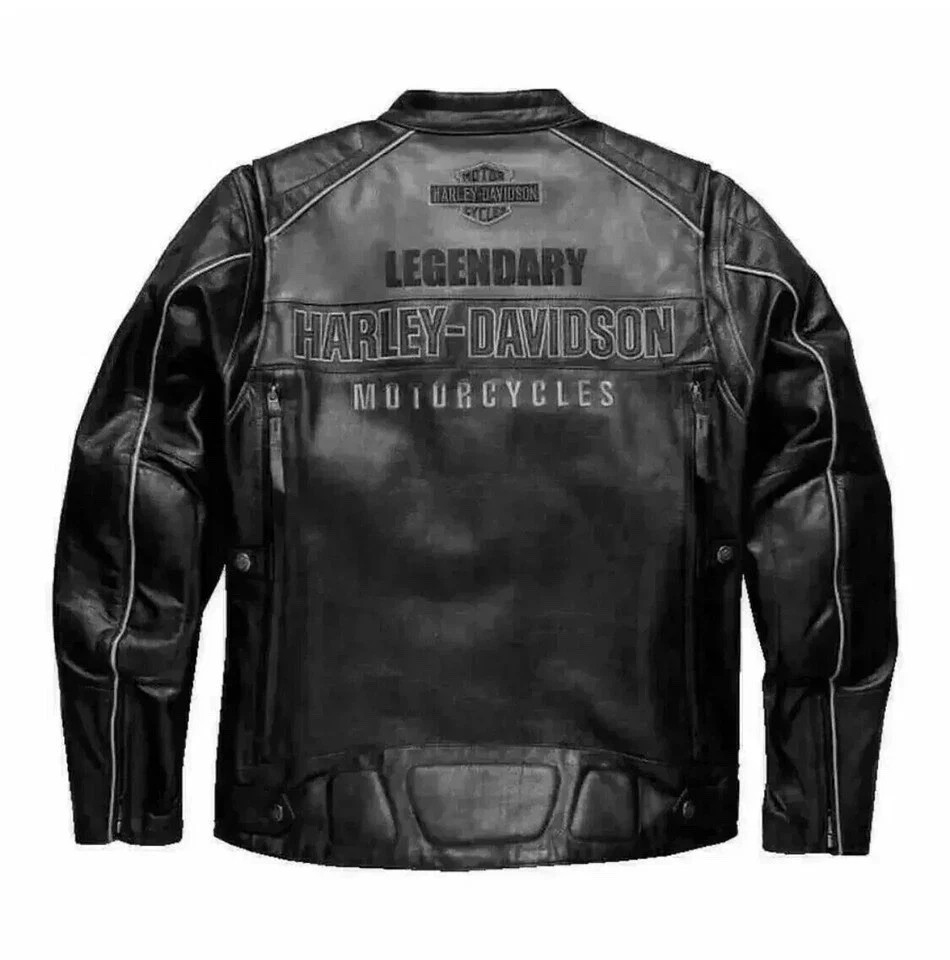 Men’s Harley Davidson Motorcycle Distressed BLack Biker Real Leather Jacket