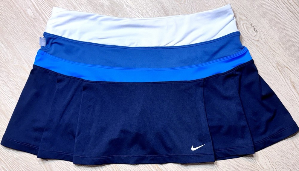 Nike Dri Fit Skort Womens Large Blue Tennis Pickleball Athletic Built In Shorts