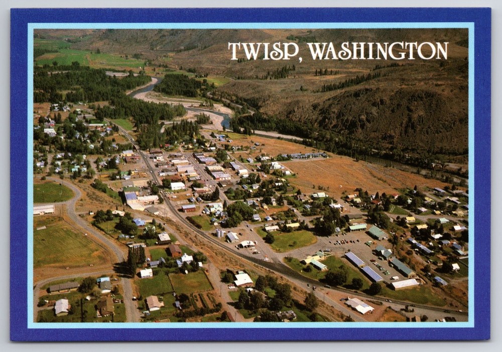Twisp Washington Postcard Methow Valley Aerial View Okanogan County WA