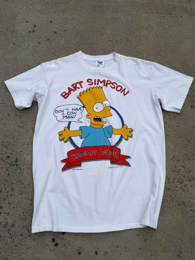 Vintage 1989 Bart Simpson Radical Dude White T-Shirt Size XL
