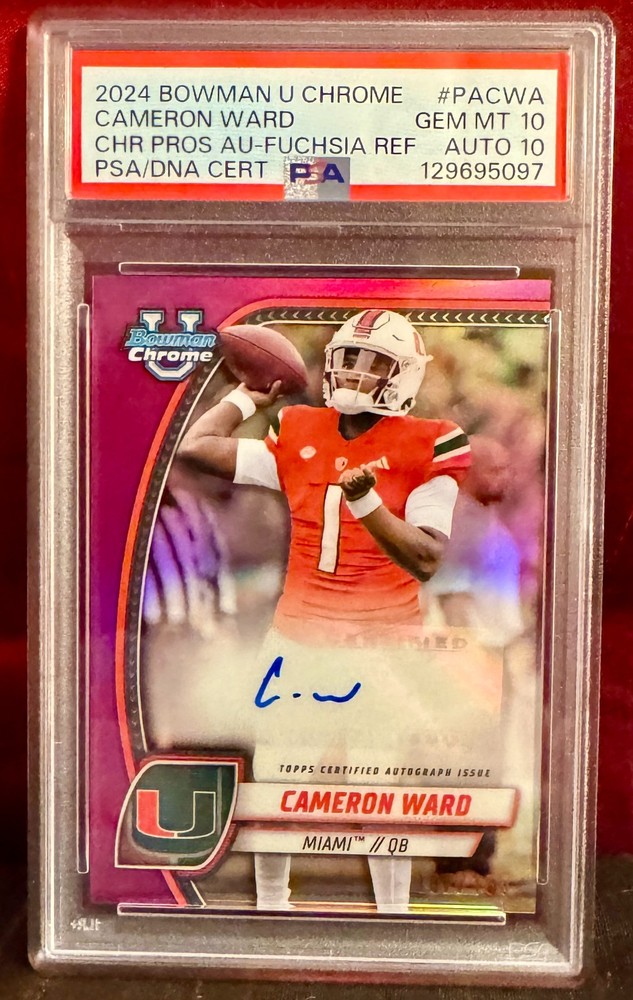 2024 Bowman U Chrome Cameron Ward Auto Fuchsia Refractor #/150 PSA 10 Auto 10