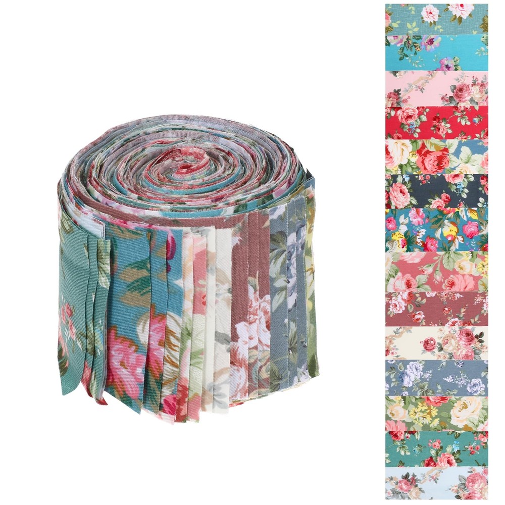 42Pcs Jelly Roll Fabric Strips Soft Cotton Quilting Fabric 2.5 x 20 Inch Pre-...