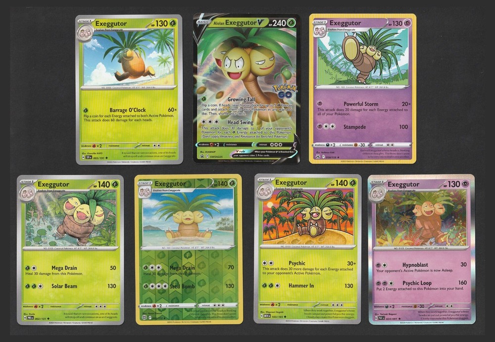 Exeggutor V Pokemon Card Collection Set of 7 English Cards Rare Holo Grass Type