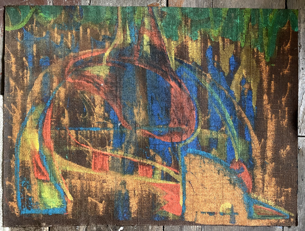 Oil painting modern abstract art with various colors composition-image