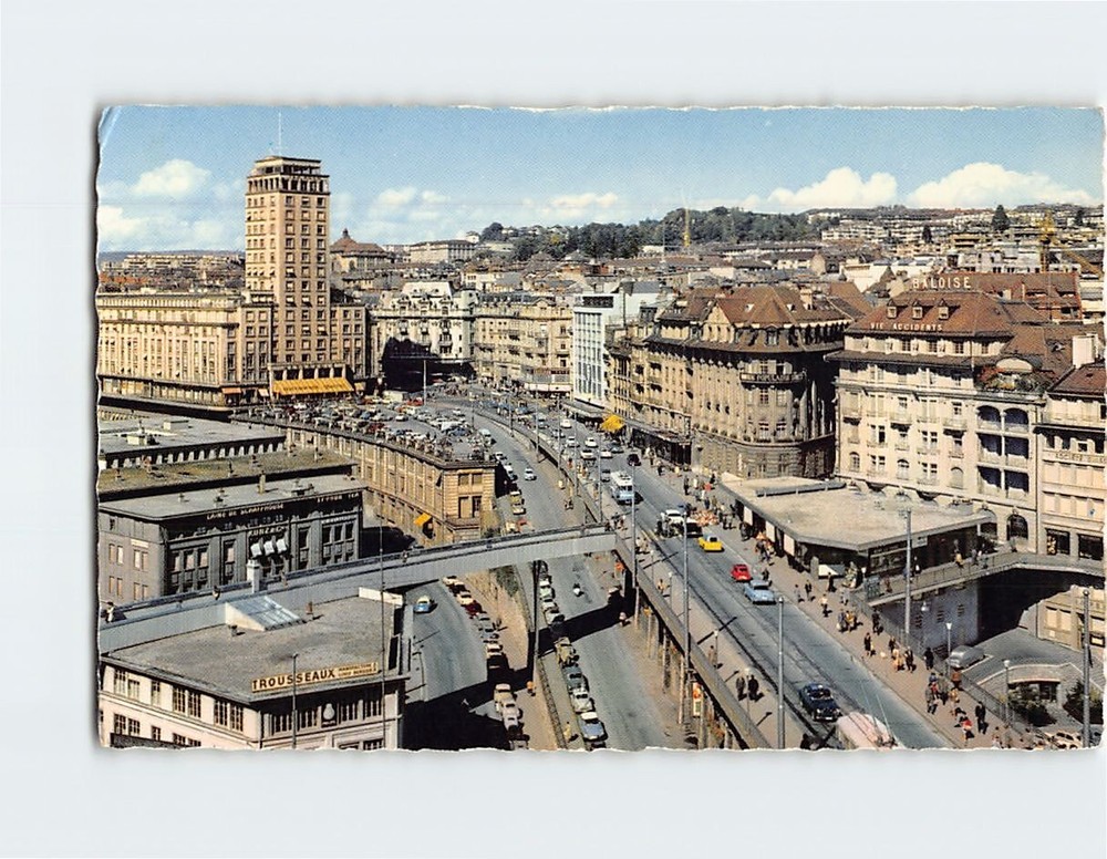 Postcard Great Bridge & Bel Air Tower Lausanne Switzerland