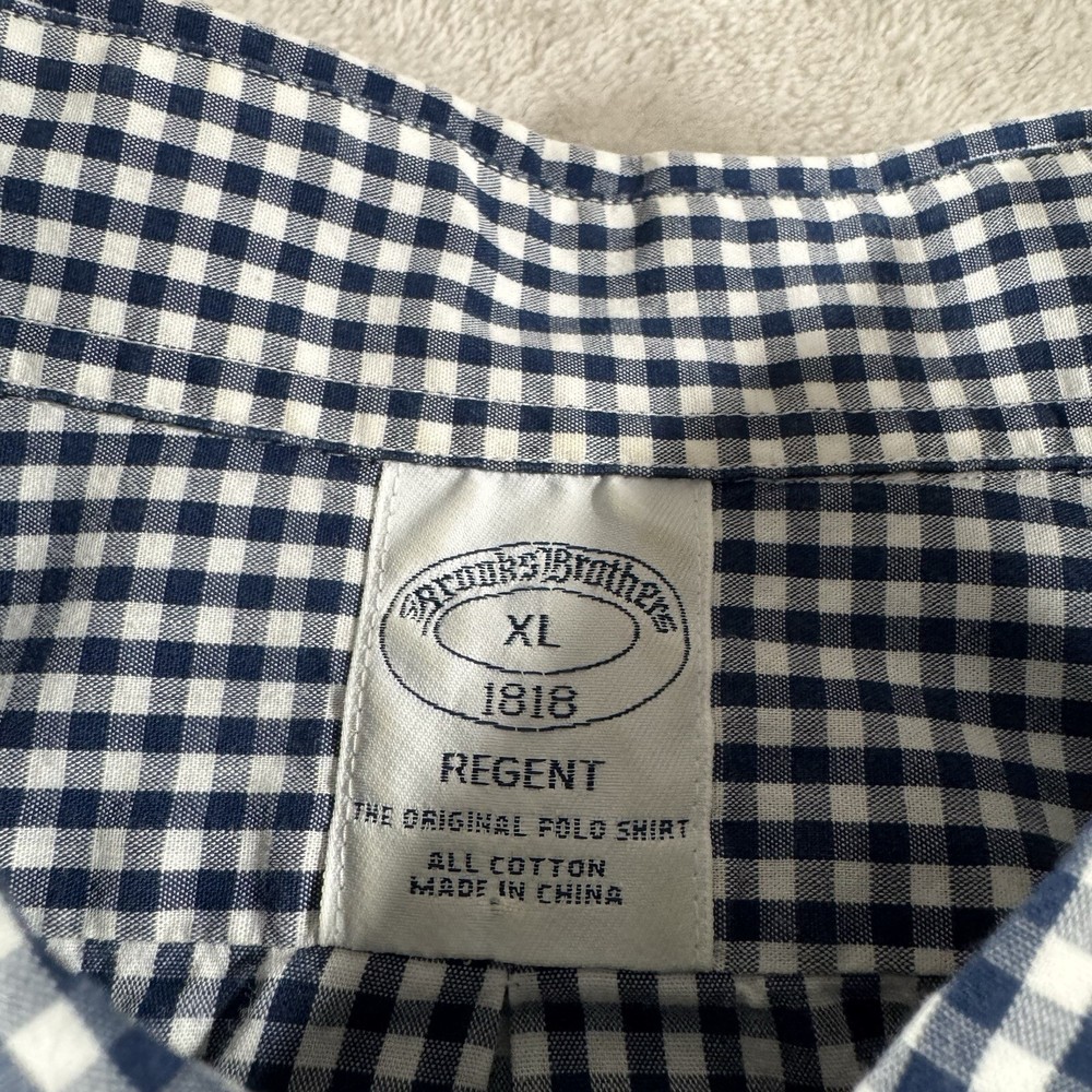 Brooks Brothers Shirt Men’s XL Blue Regent Gingham Check Long Sleeve Button