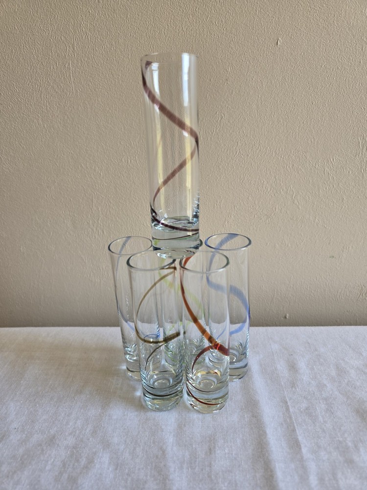 6-Piece 2oz Colorful Swirl Design Tall Shot Glasses Set