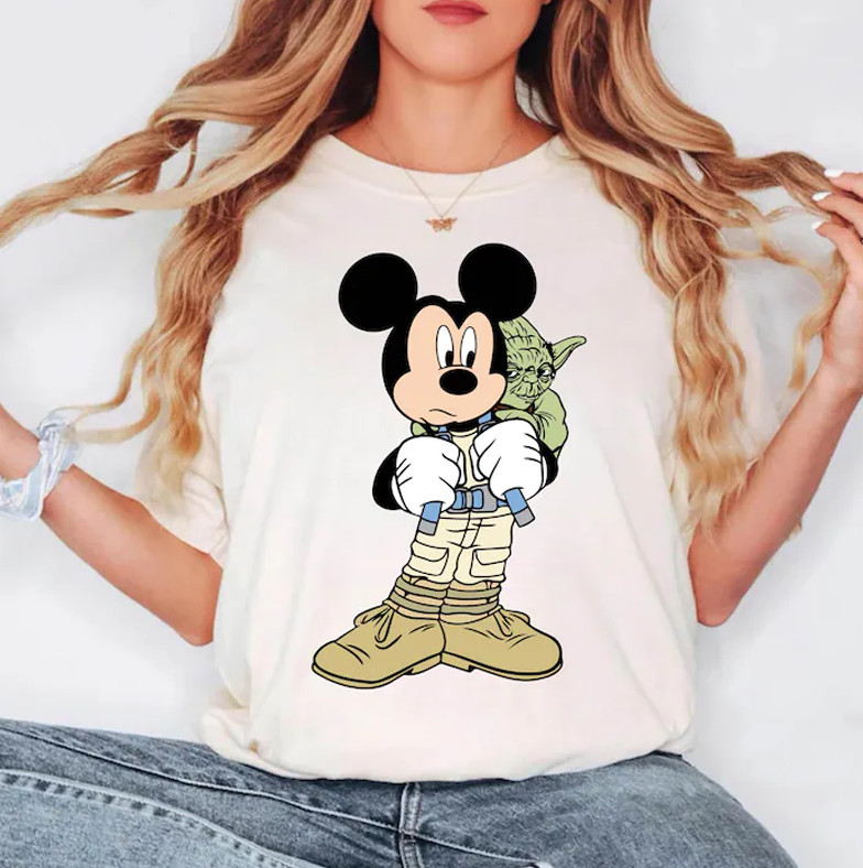 Disney Funny Mickey Star Wars Yoda T-Shirt Unisex Sand