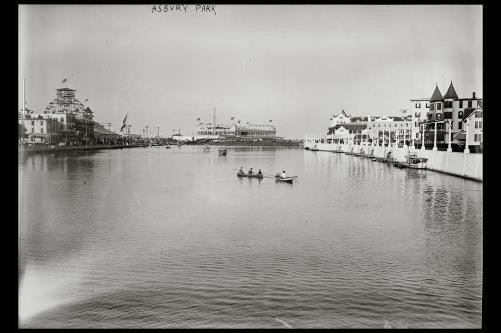 Asbury Park Lake,Monmouth County,New Jersey,N.J.,rowboats,buildings,1910-1915