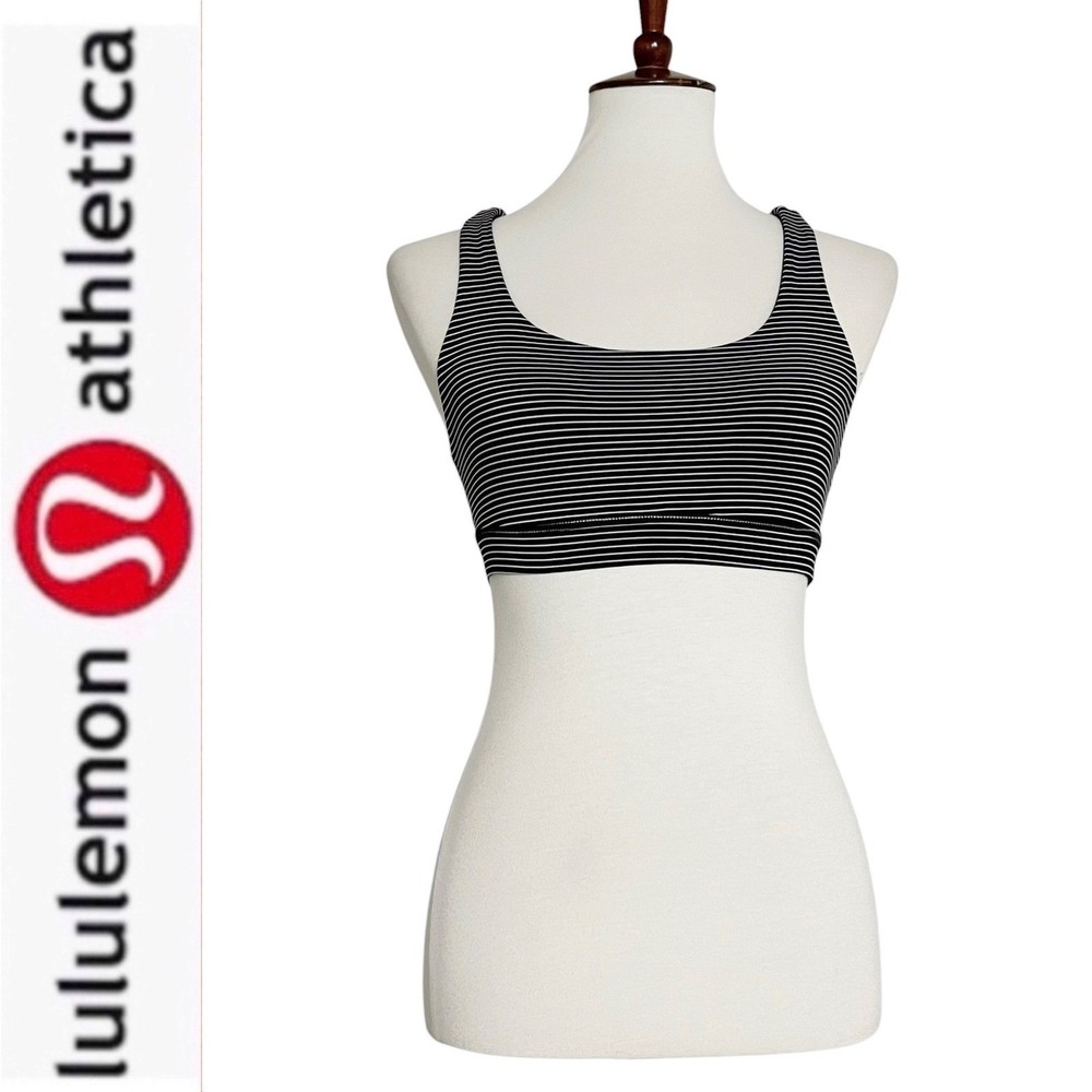 Lululemon Energy Bra *Medium Support, B–D Cup Hype Stripe Black White Size 4