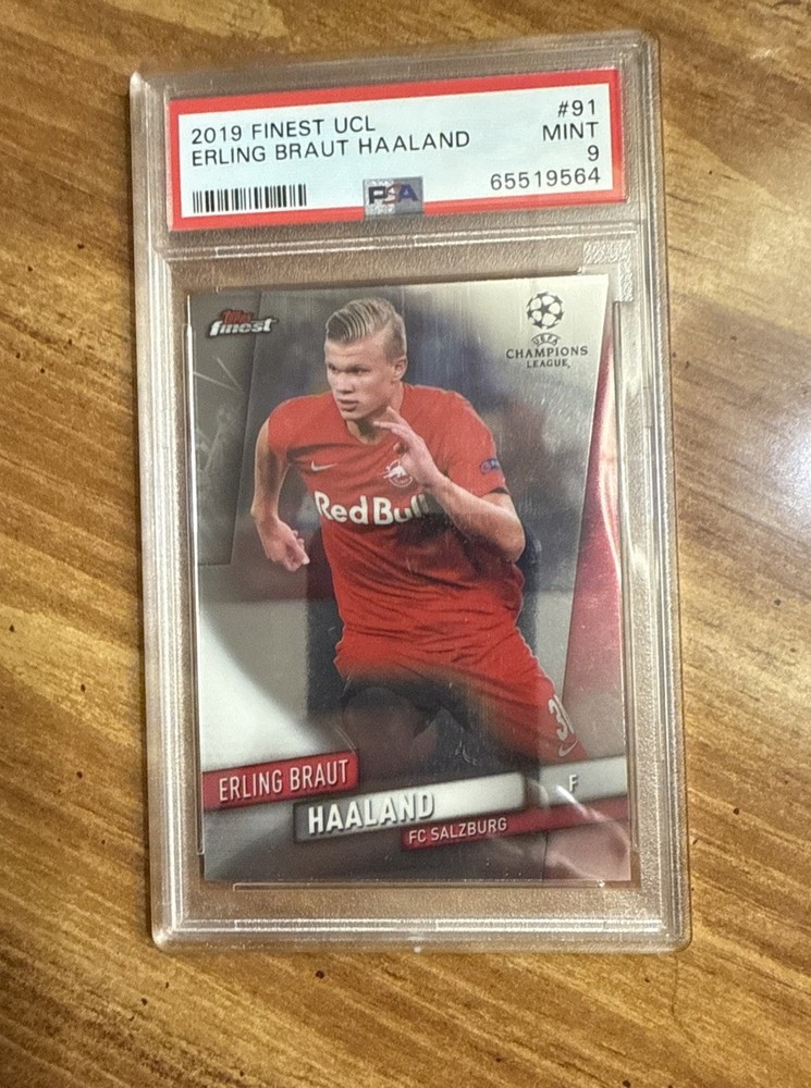 2019 Topps Finest UEFA Erling Braut Haaland Rookie RC #91 Salzburg PSA 9