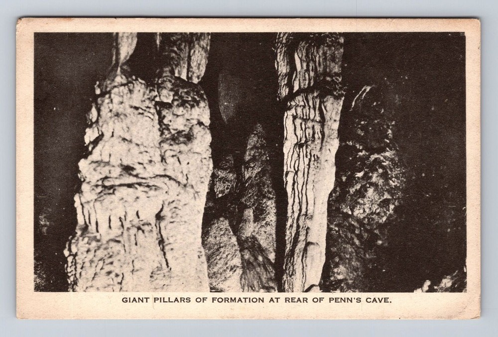 Centre Hall PA-Pennsylvania, Giant Pillars Rear Of Penn's Cave Vintage Postcard