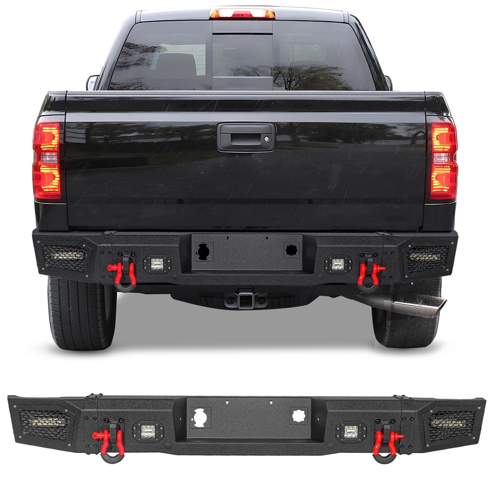 For 2011-2014 GMC Sierra 2500 3500HD Steel Rear Bumper W/LED Lights&D-Ring