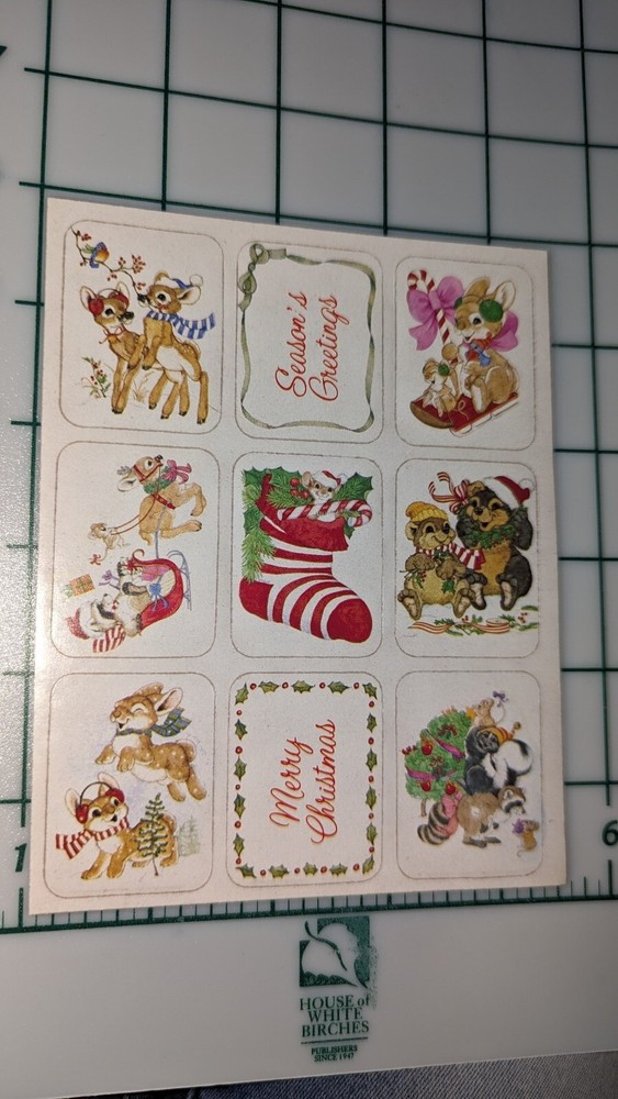 VINTAGE AMERICAN GREETINGS STICKERS Christmas Animals 1 Sheet