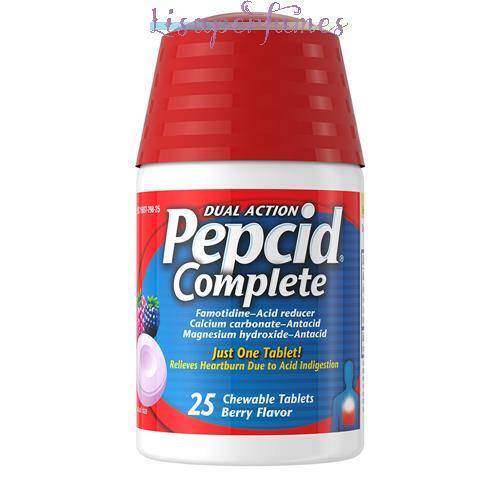 Pepcid Complete Dual Action Acid Reducer 25 Chewable Tablets Berry Flavor NIB-image
