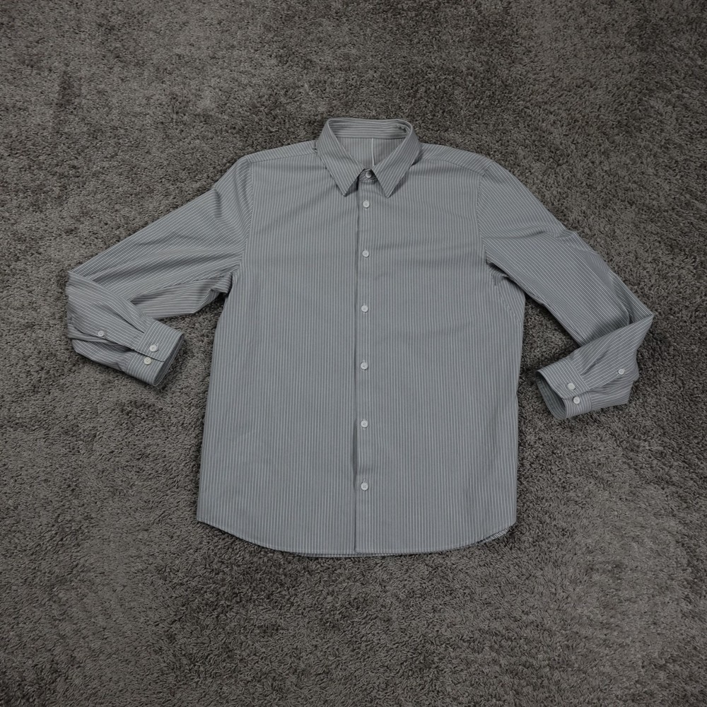 Lululemon Shirt Mens Large Commission Venture Blue Stripes Button Down