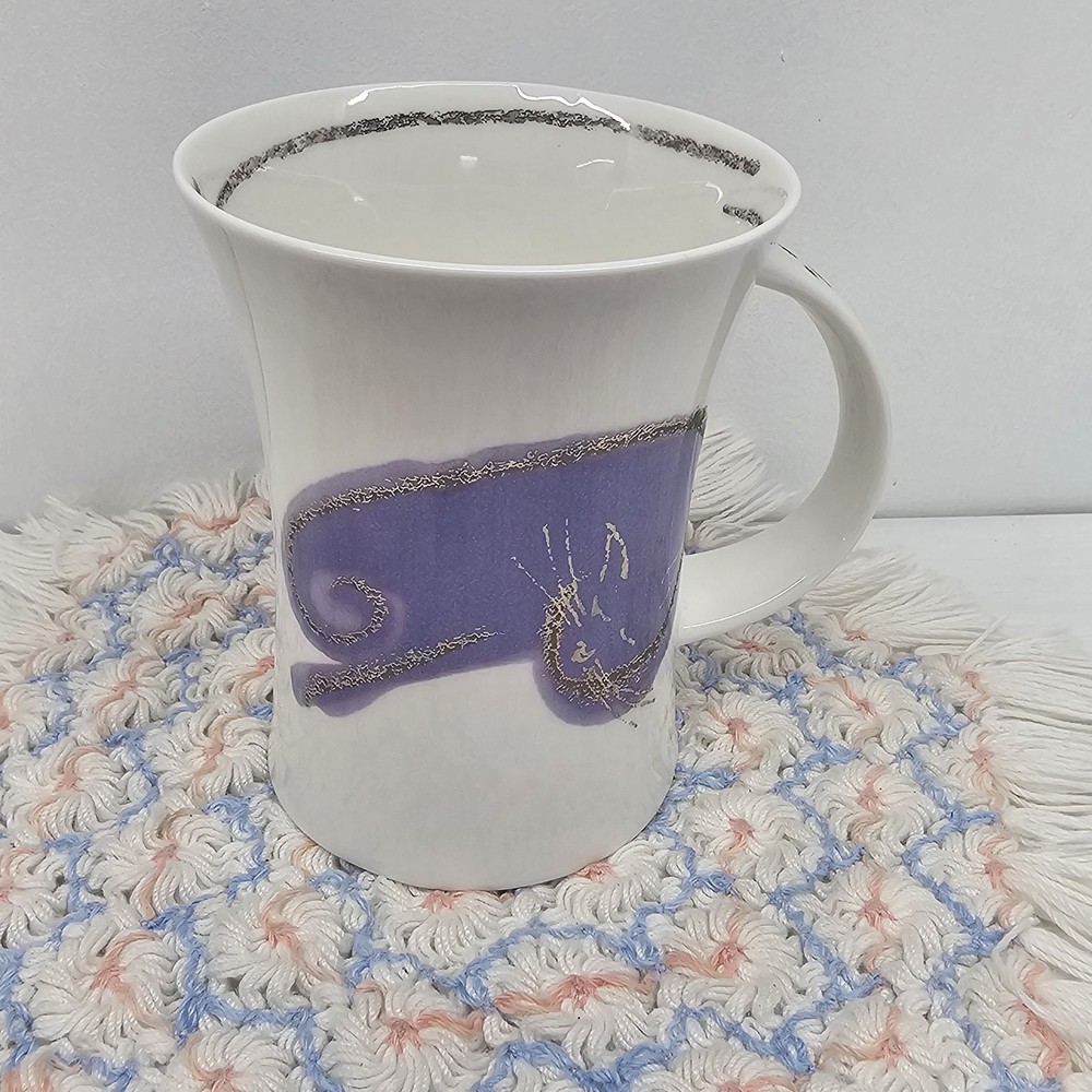 Dunoon Fine Bone China Richmond Mug OPUS Purple Cat Marcus Holmes Made in UK