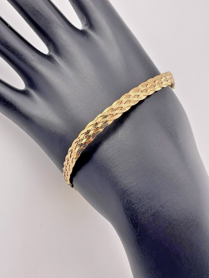 Gold Over 925 Sterling Silver 6Mm Braided 6 Strand Herringbone Bracelet 8