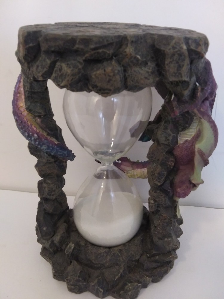 Gothic Dragon Resin Hourglass with Purple Sand 6.5 Home Decor