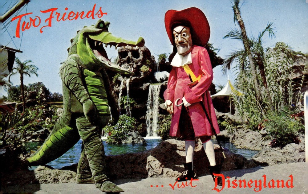 1967 Disneyland Anaheim CA Capt Hook Crocodile Skull Rock Fantasyland Postcard
