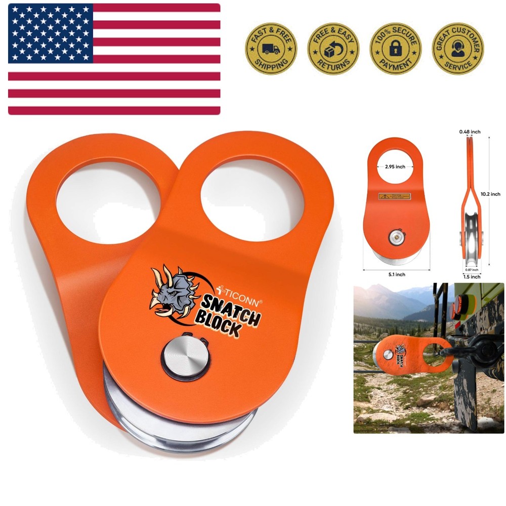 0 Ton Winch Snatch Block Towing Pulley Blocks 22,000 LBS Capacity, Heavy Duty...