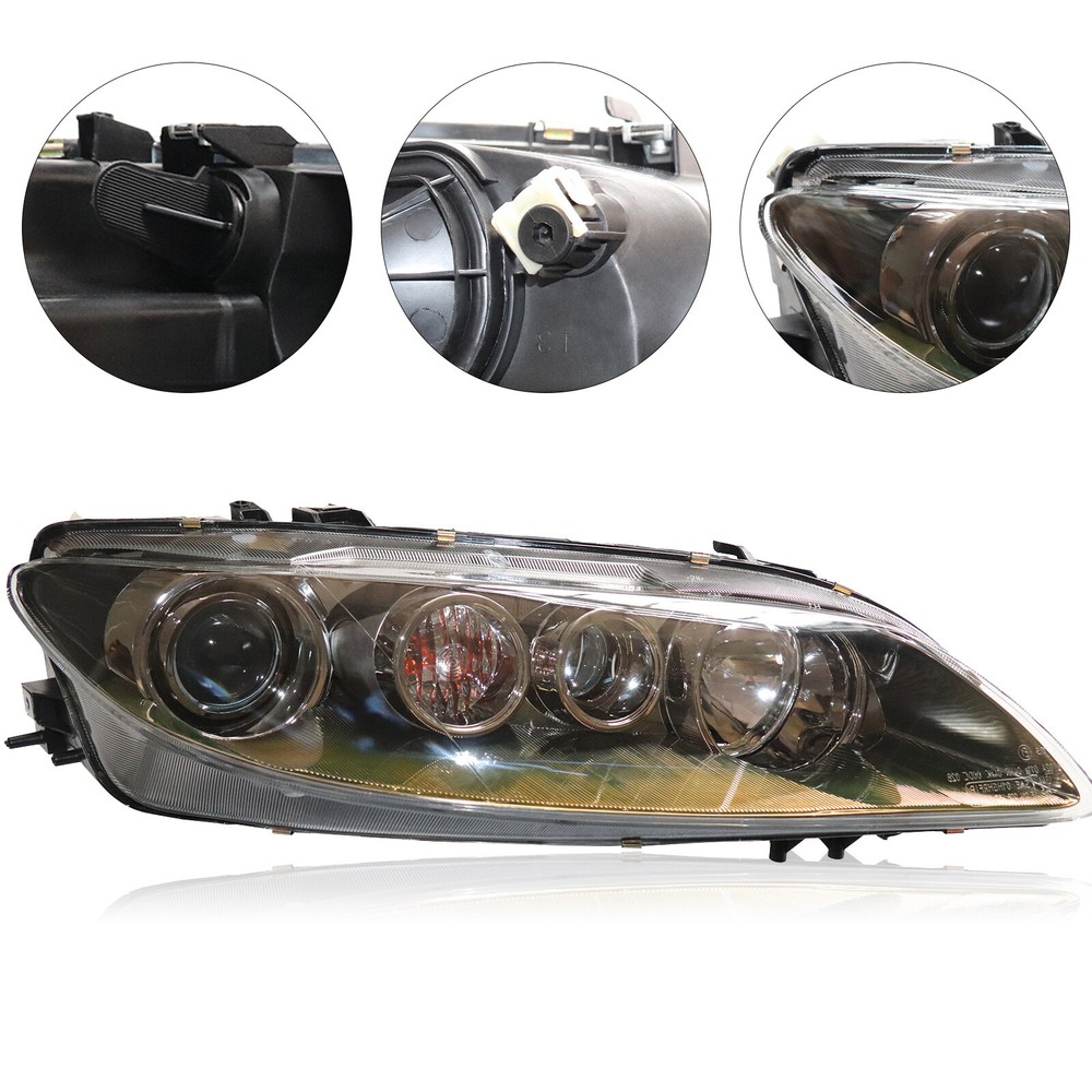 For 2006-2008 Mazda 6 RH Passenger Side Halogen Headlight Assembly Black Housing
