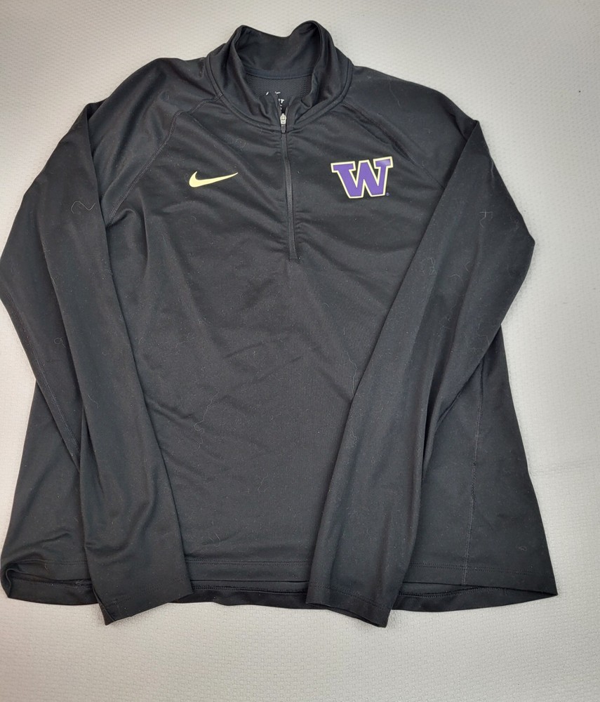 Nike Washington Huskies Jacket Mens Extra Large Black Quarter Zip Dri-Fit Coach