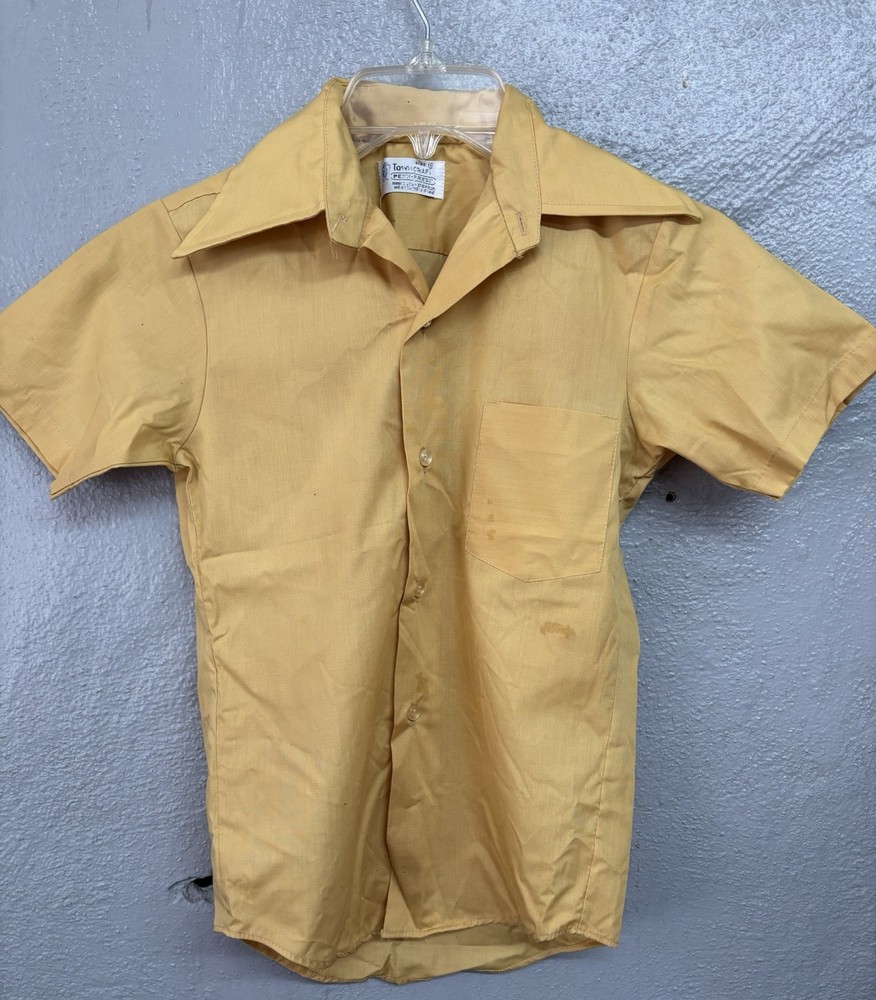 Vintage 60s Town Craft Perm-Prest Boys Shirt SIze 10 Size 10 short sleeve Gold