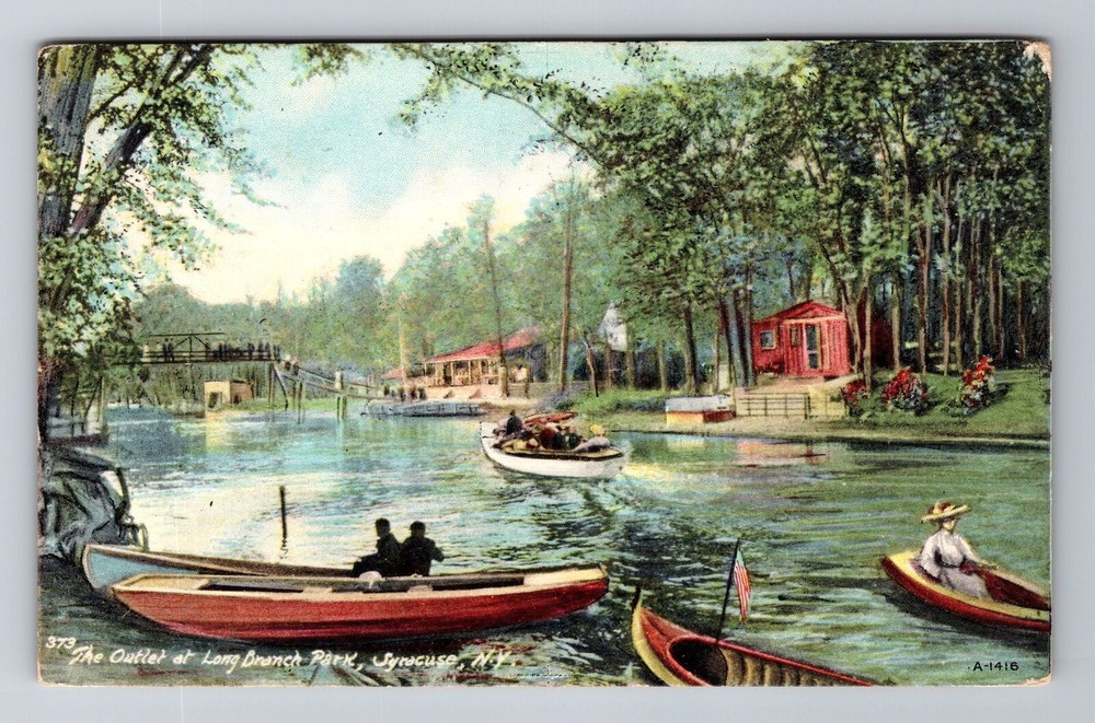 Syracuse NY-New York, The Outlet At Long Branch Park, Vintage c1911 Postcard