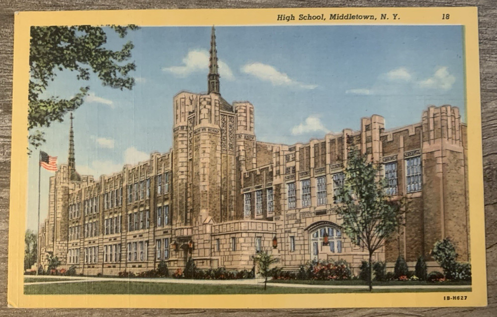 Middletown High School, Spires, ORANGE COUNTY New York Vintage Postcard
