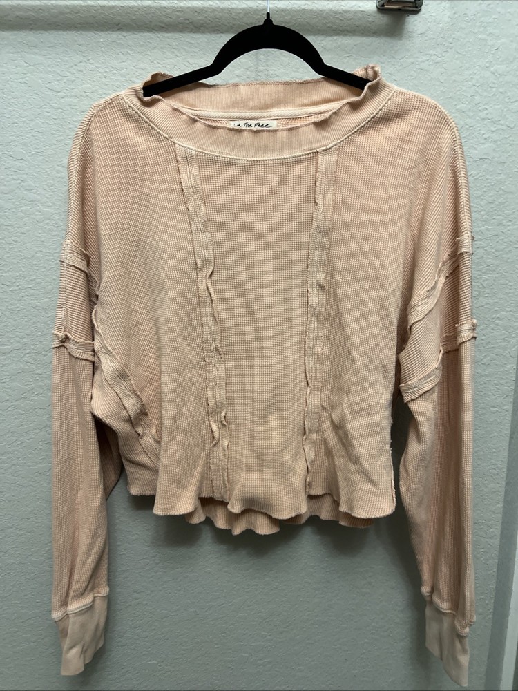 Free People Top Blouse Women's Size Small S Pink Pullover Long Sleeve