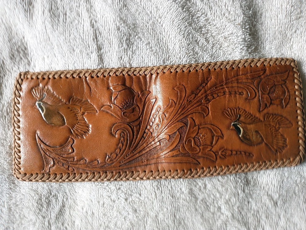 Women's Hand Tooled & Crafted Leather Bifold Wallet #12