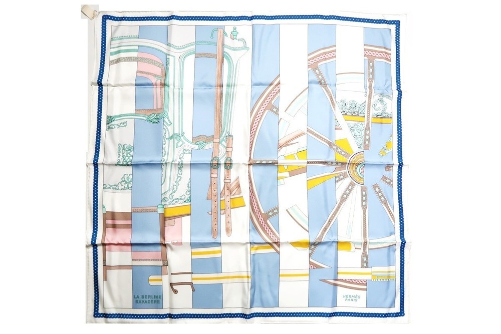 HERMES La Berline Bayadere 90x90 Silk Scarf 552621