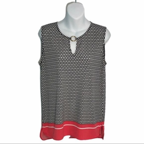 Jones New York Womens Sleeveless Geometric Print Blouse Size M