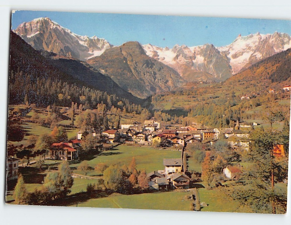 Postcard Panorama e Catena Monte Bianco Pre St. Didier Italy