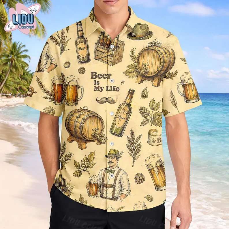 Tropical Beer Aloha Hawaiian Shirt Party Beach Summer Drink