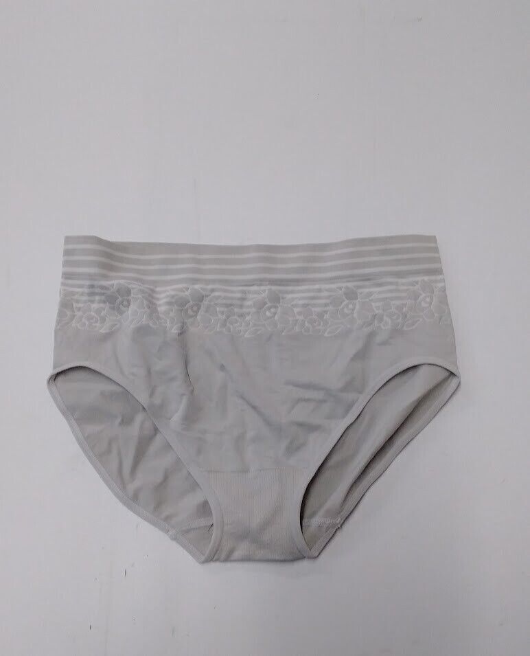 Breezies Floral Stripe High Cut Underwear (Grey, 1X) A478508