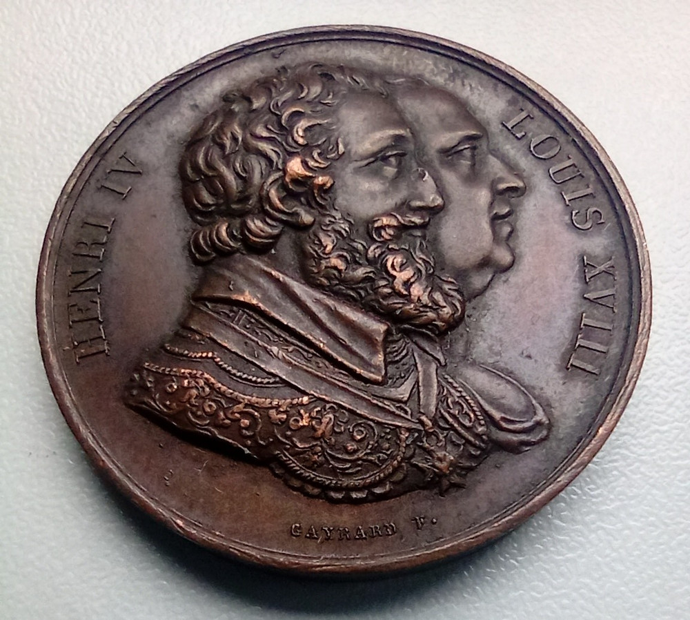1817 Statue Of Henri Iv / King Louis Xviii French Historic Bronze Medal