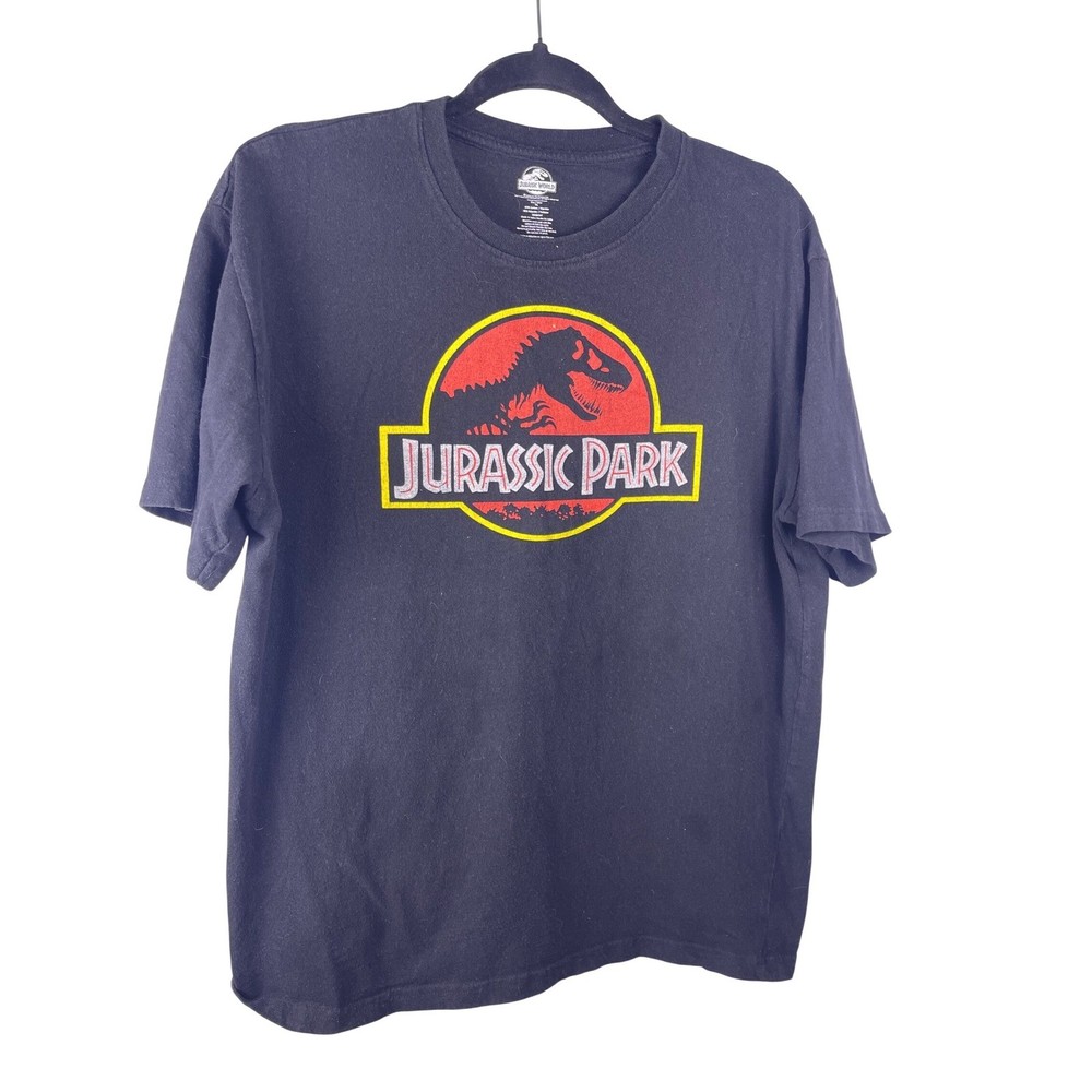 Jurassic Park Dinosaur T Shirt Black Mens Graphic Tee Movie Logo