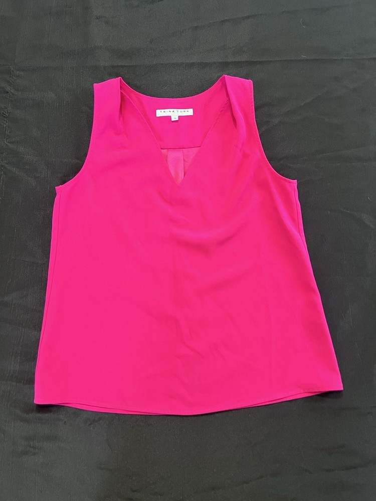 Trina Turk Pink V-Neck Sleeveless Tank Top  Size S