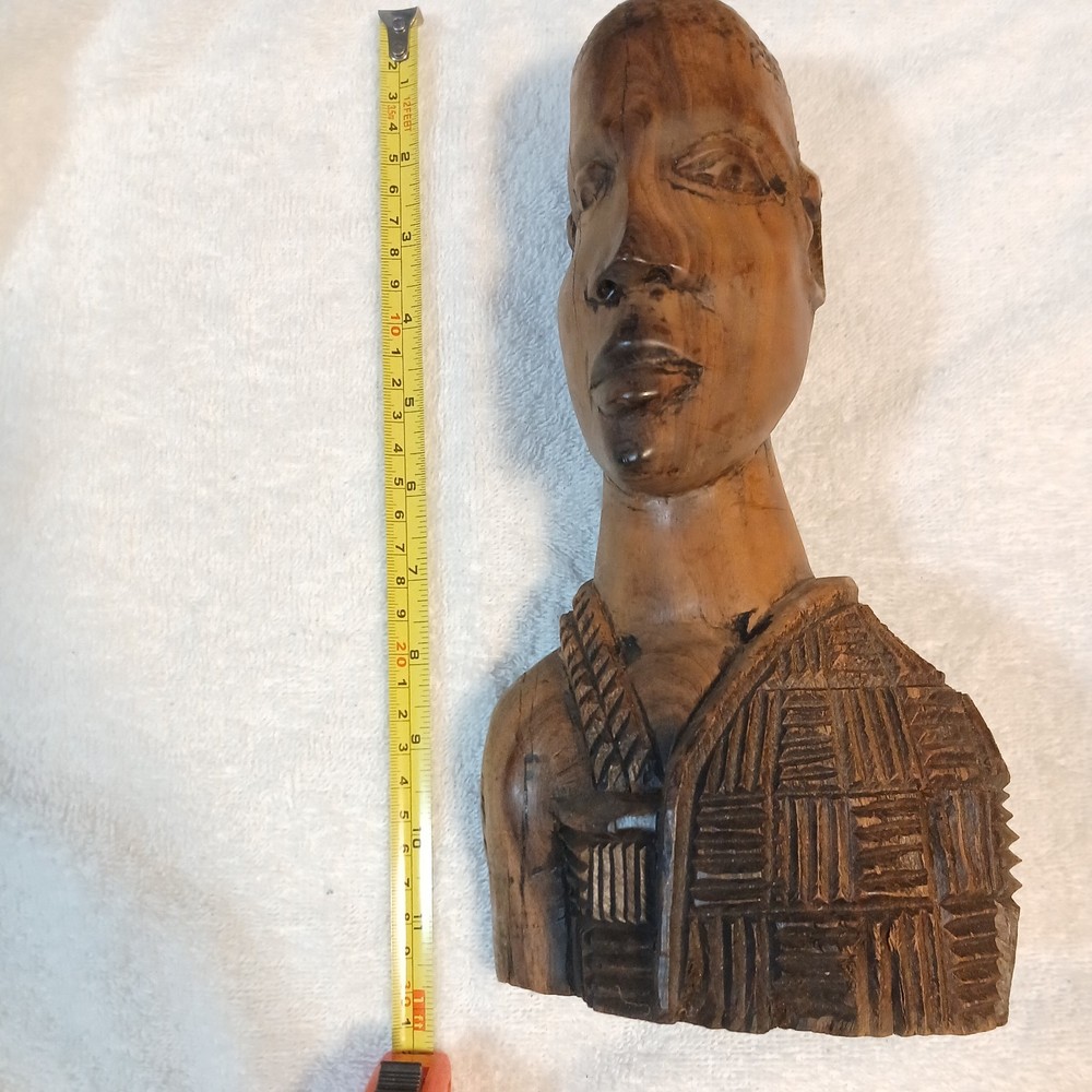 Ancient African Hand Carved Teak Styled Wioden 12inch Tribal Art Statue Vintage