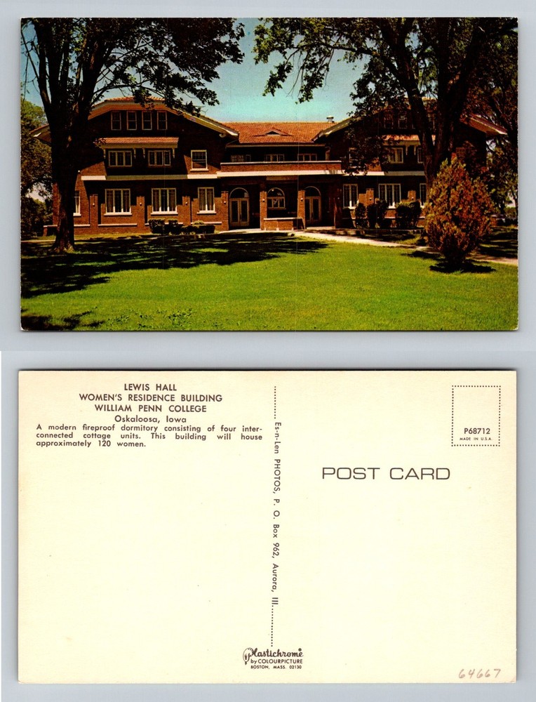 Oskaloosa, IA-Iowa, Hall Womens Residence William Penn College Vintage Postcard