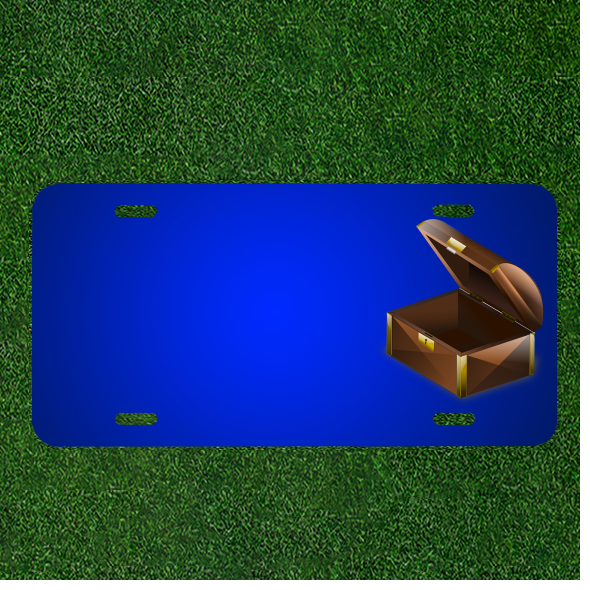 Custom Personalized License Plate with Names Engraved on a Brown Wooden Box