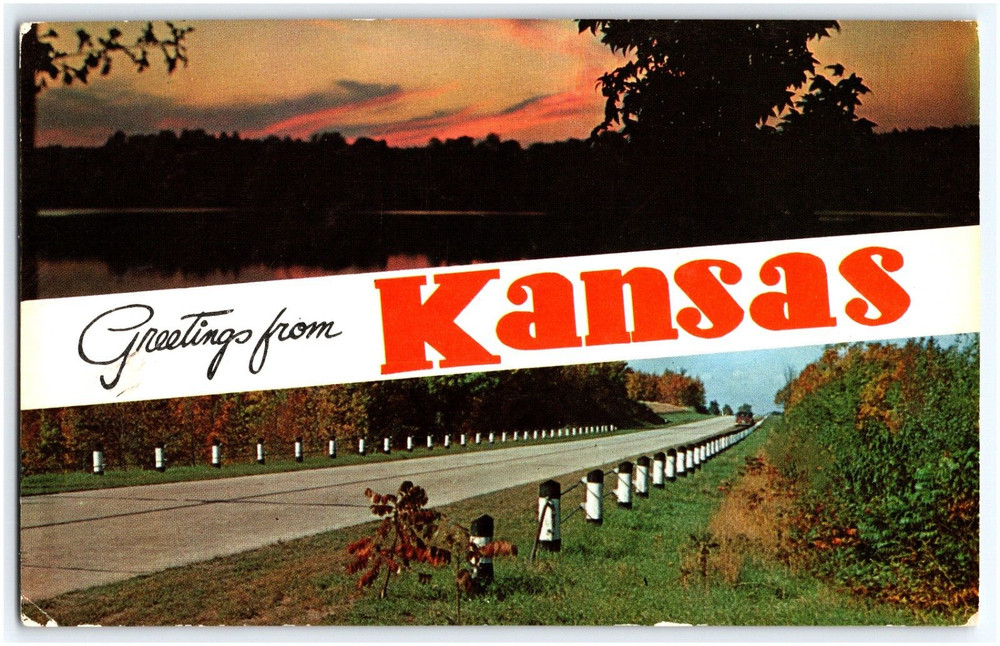 Greetings From Kansas Dual View Banner Postcard