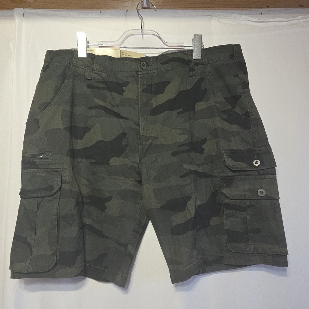 Iron Co Stretch Cargo Shorts Mens Size 40 Jungle Camo Flex Waist Utility Pockets