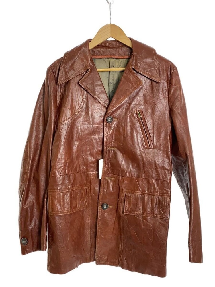 Leather Jacket Blouson/-/Leather/Brw/Plain/Side Tear/Estimated 70S 20701