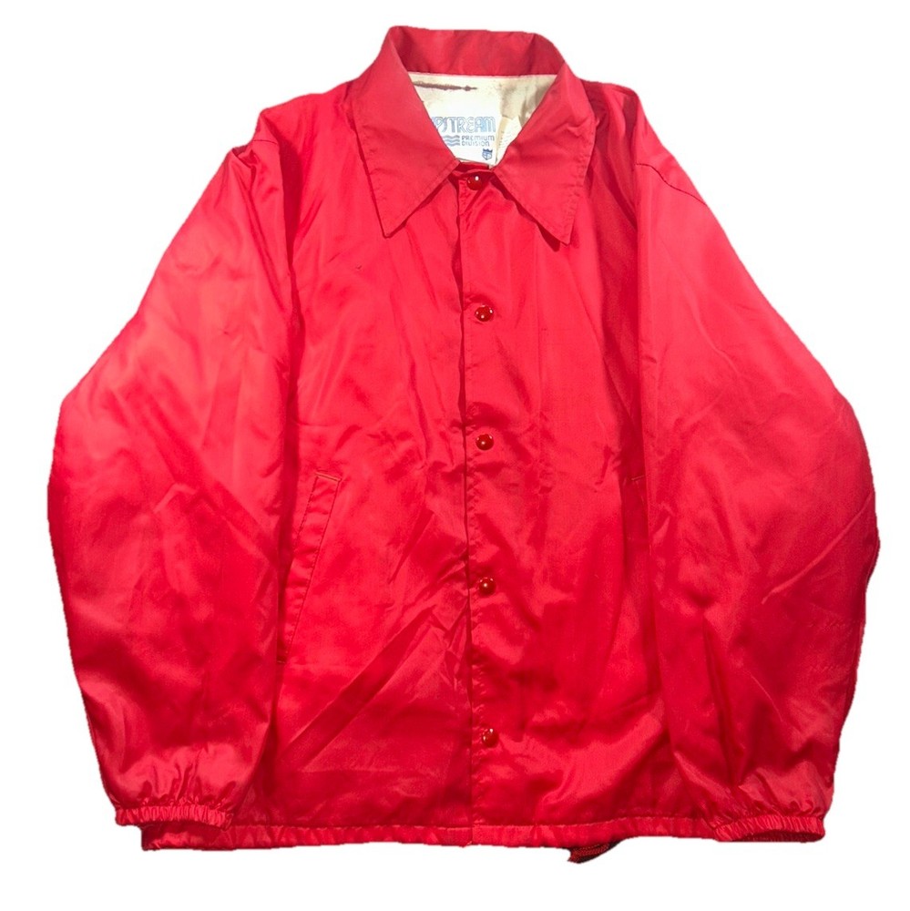 Vintage 60s 70s Jacket Windbreaker Red Nylon Upstream Premium Divison Mens Large